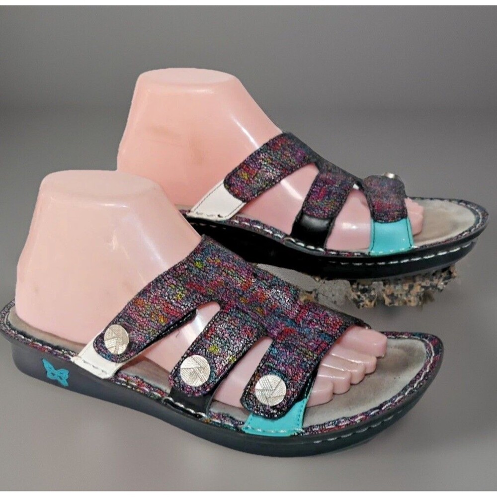 Women's Alegria Venice Chirpy Multi color slide sandals sparkle EU 39 US 9